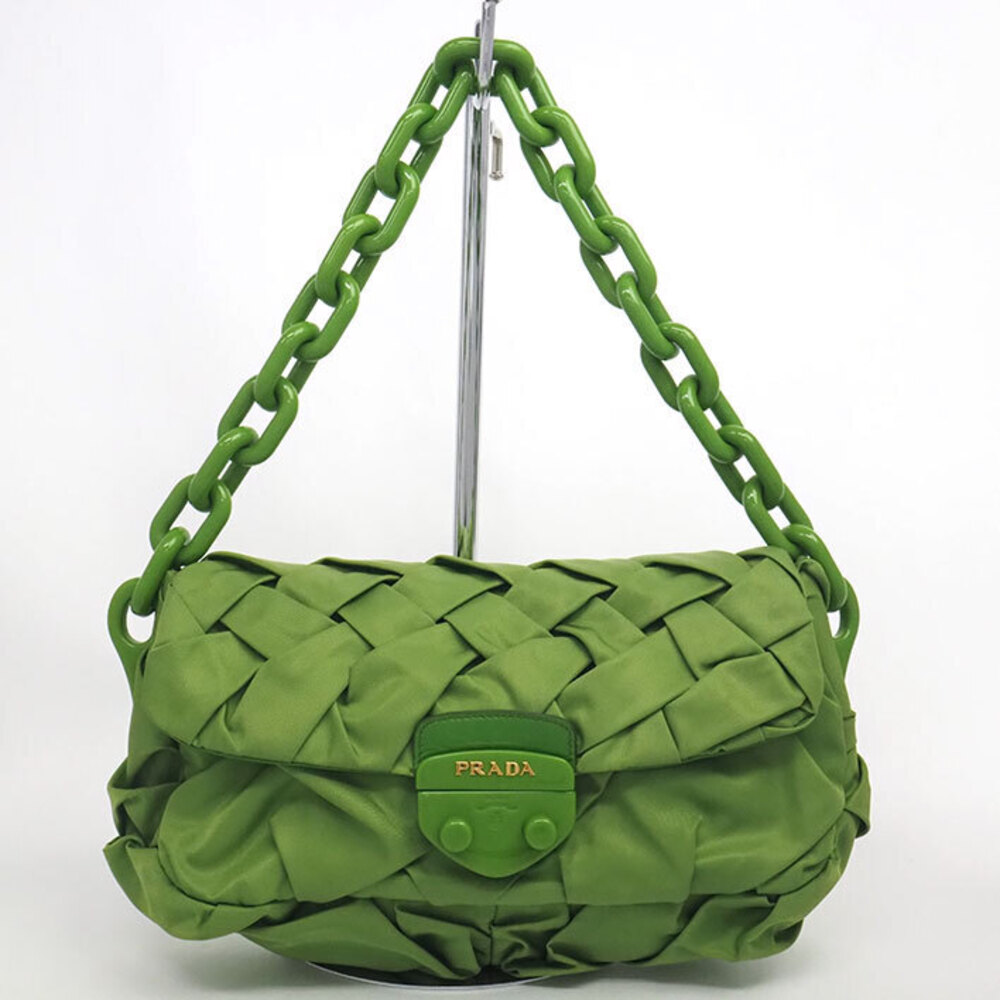 Prada Logo Chain Braided Shoulder Bag